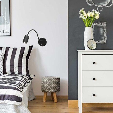 Mexlite Wandlamp Upround incl. GU10 LED zwart