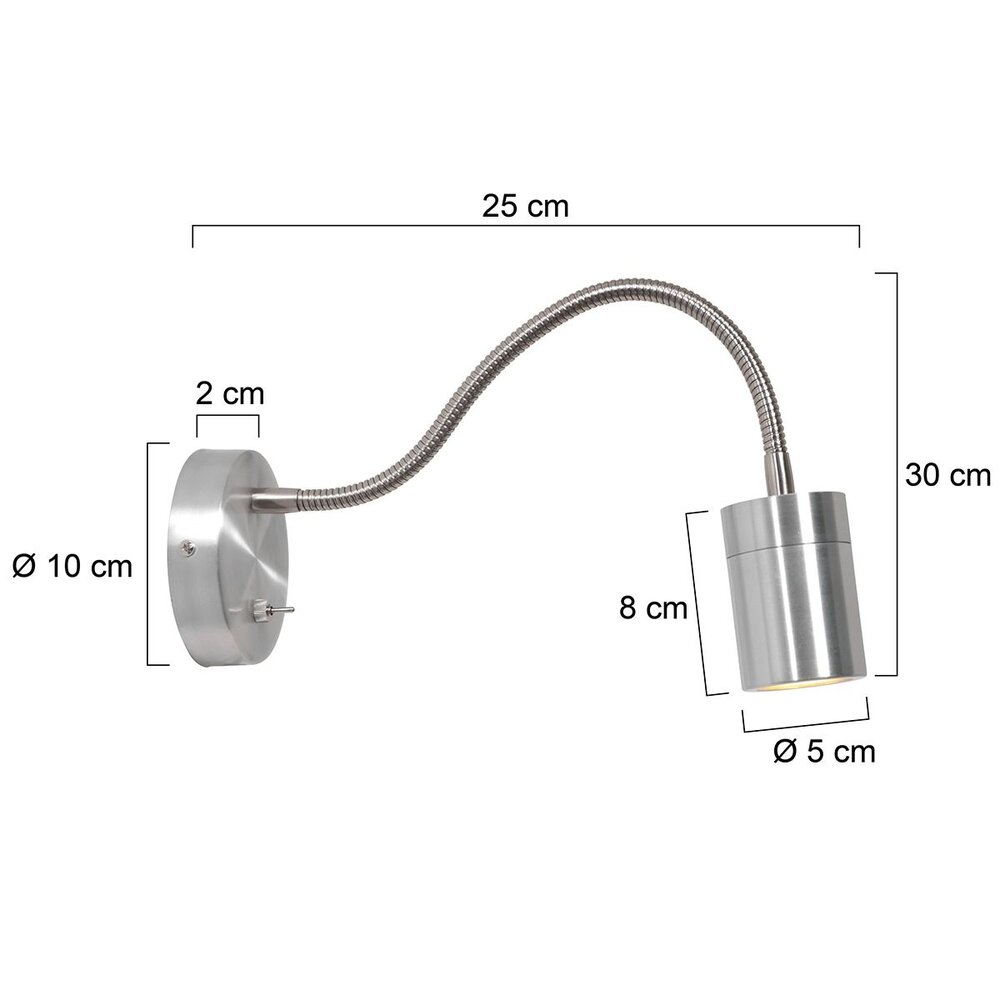 Mexlite Wandlamp Upround incl. GU10 LED mat chroom Mexlite Wandlamp Upround incl. GU10 LED mat chroom