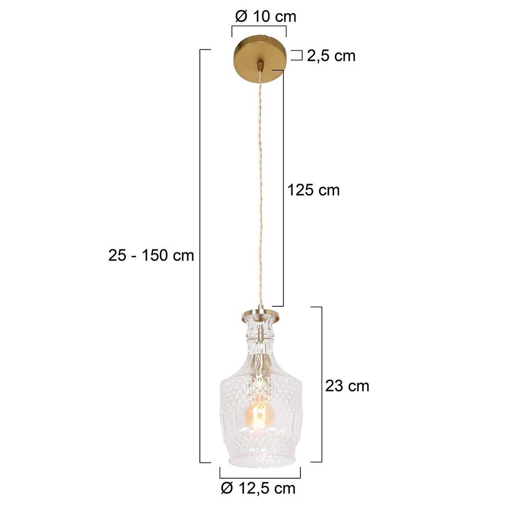 Mexlite Hanglamp Grazio glass Ø 12,5 cm mat goud Mexlite Hanglamp Grazio glass Ø 12,5 cm mat goud