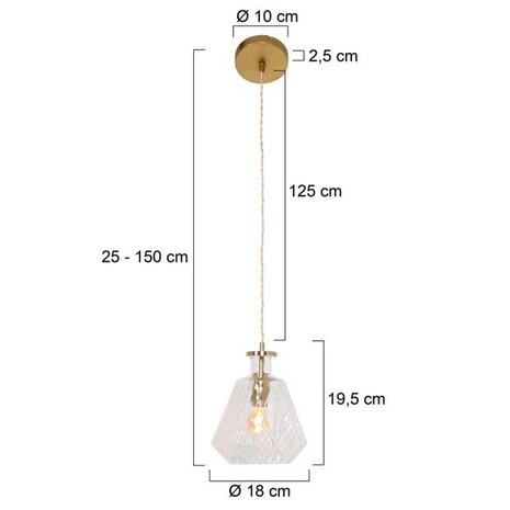 Mexlite Hanglamp Grazio glass Ø 18 cm mat goud Mexlite Hanglamp Grazio glass Ø 18 cm mat goud