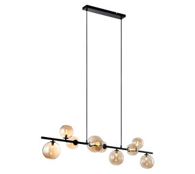 Freelight Hanglamp Calcio 9 lichts L 125 cm excl. 9x G9 LED amber glas zwart Freelight Hanglamp Calcio 9 lichts L 125 cm excl. 9x G9 LED amber glas zwart