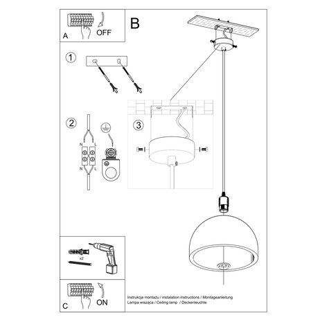 Sollux Hanglamp Pablito Ø 30 cm beton grijs Sollux Hanglamp Pablito Ø 30 cm beton grijs