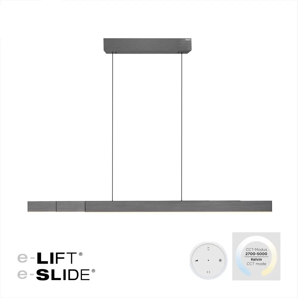 Neuhaus PURE Hanglamp e-Lift + e-Slide L 120-200 cm donker grijs