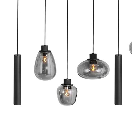 Steinhauer Hanglamp reflexion L 140 cm B 25 cm 9 lichts 3796 zwart Steinhauer Hanglamp reflexion L 140 cm B 25 cm 9 lichts 3796 zwart