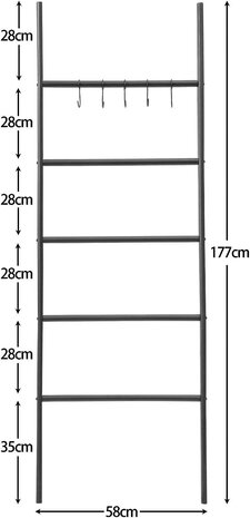 Ylumen Decoratieve ladder Tess H 177 cm zwart