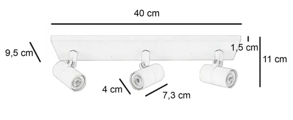 Highlight Spot Picollo 3 lichts L 40 cm incl mini GU10 zwart goud