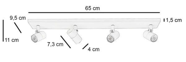 Highlight Spot Picollo 4 lichts L 65 cm incl mini GU10 zwart