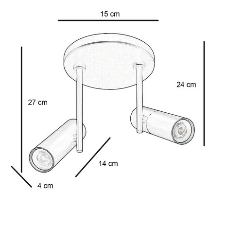 Highlight Spot Trend 2 lichts Ø 15 cm incl mini GU10 zwart goud Highlight Spot Trend 2 lichts Ø 15 cm incl mini GU10 zwart goud