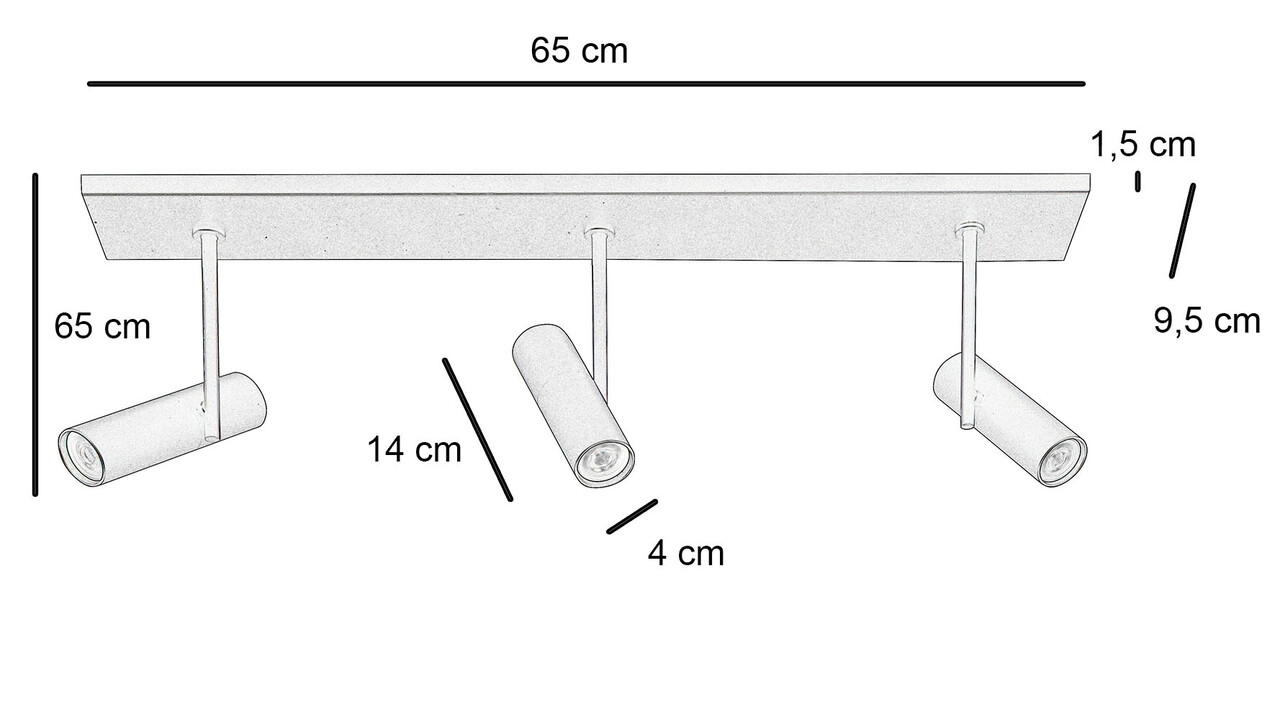 Highlight Spot Trend 3 lichts L 65 cm incl mini GU10 zwart Highlight Spot Trend 3 lichts L 65 cm incl mini GU10 zwart