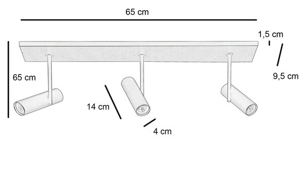 Highlight Spot Trend 3 lichts L 65 cm incl mini GU10 zwart Highlight Spot Trend 3 lichts L 65 cm incl mini GU10 zwart