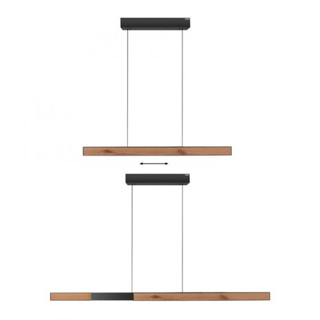 Neuhaus PURE Hanglamp e-Lift + e-Slide L 120-200 cm zwart hout