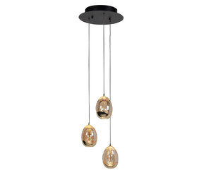 Highlight Hanglamp Golden Egg 3 lichts Ø 25 cm amber-zwart Highlight Hanglamp Golden Egg 3 lichts Ø 25 cm amber-zwart