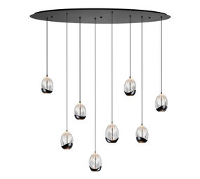 Highlight Hanglamp Clear Egg ovaal 8 lichts L 100 cm helder-zwart