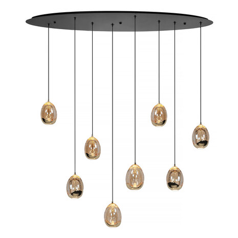 Highlight Hanglamp Golden Egg ovaal 8 lichts L 100 cm amber-zwart Highlight Hanglamp Golden Egg ovaal 8 lichts L 100 cm amber-zwart