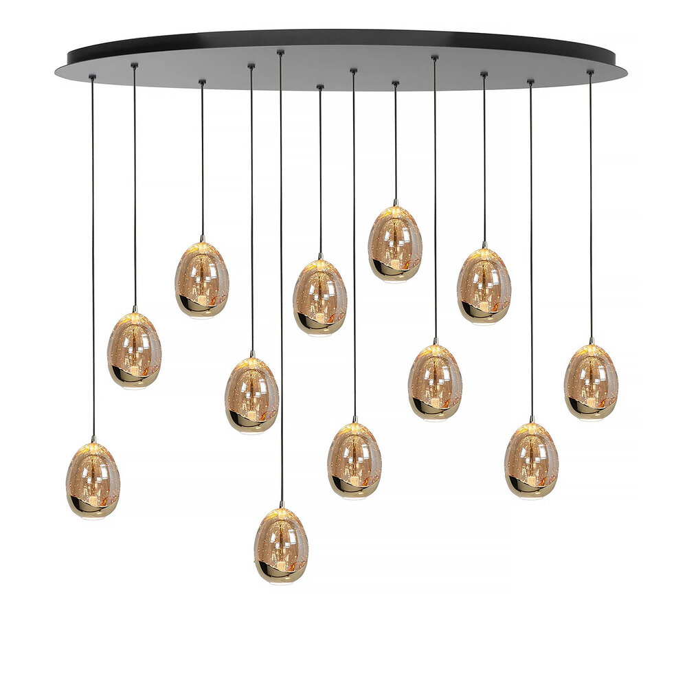 Highlight Hanglamp Golden Egg ovaal 12 lichts L 140 cm amber-zwart Highlight Hanglamp Golden Egg ovaal 12 lichts L 140 cm amber-zwart