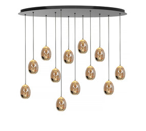 Highlight Hanglamp Golden Egg ovaal 12 lichts L 140 cm amber-zwart Highlight Hanglamp Golden Egg ovaal 12 lichts L 140 cm amber-zwart