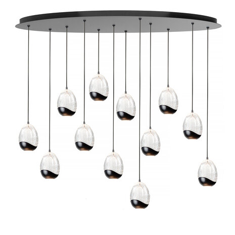 Highlight Hanglamp Clear Egg ovaal 12 lichts L 140 cm helder-zwart Highlight Hanglamp Clear Egg ovaal 12 lichts L 140 cm helder-zwart