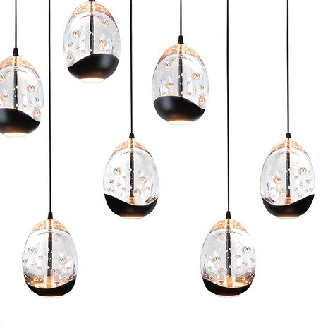 Highlight Hanglamp Clear Egg ovaal 12 lichts L 140 cm helder-zwart Highlight Hanglamp Clear Egg ovaal 12 lichts L 140 cm helder-zwart