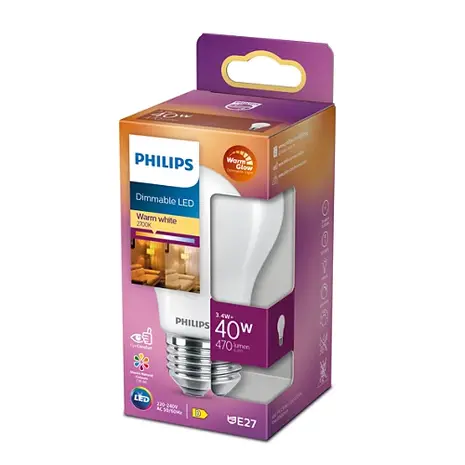Philips LED E27 lamp 40-3.4 Watt Philips warmglow DIM Philips LED E27 lamp 40-3.4 Watt Philips warmglow DIM