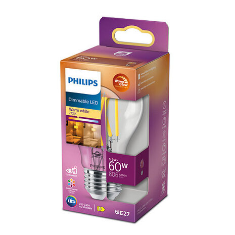 Philips LED E27 lamp 60-5.9 Watt Philips warmglow filament DIM Philips LED E27 lamp 60-5.9 Watt Philips warmglow filament DIM