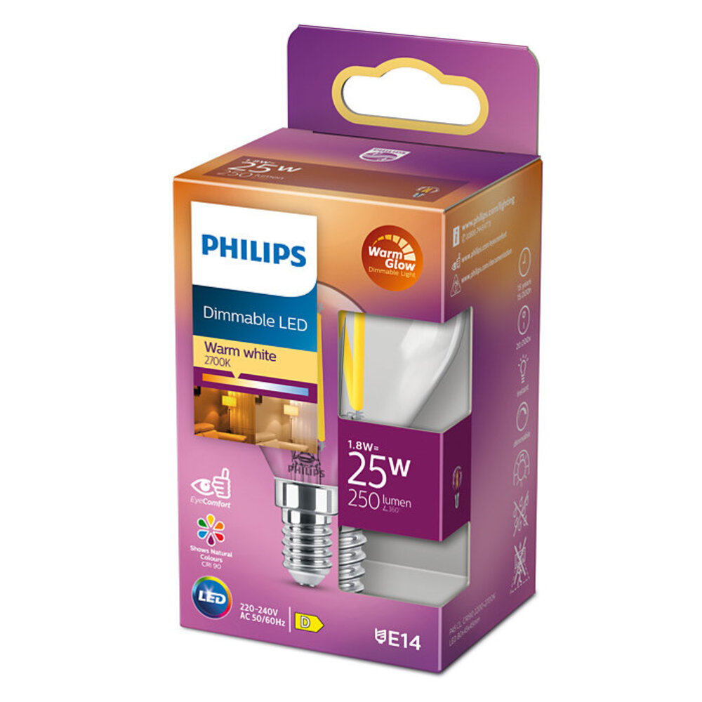 Philips LED E14 kogel 25-2.5 Watt Philips warmglow filament DIM Philips LED E14 kogel 25-2.5 Watt Philips warmglow filament DIM