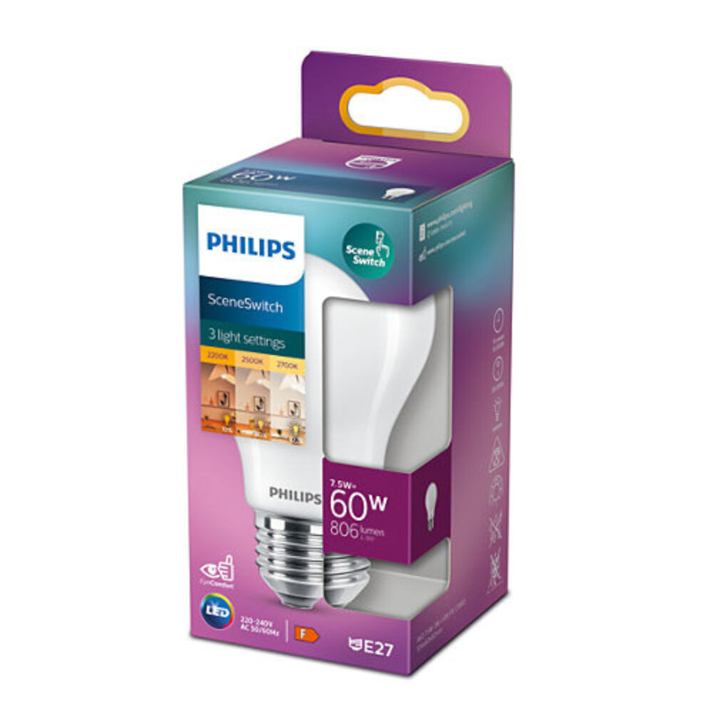 Philips LED E27 lamp 7.5 Watt Philips SceneSwitch DIM Philips LED E27 lamp 7.5 Watt Philips SceneSwitch DIM