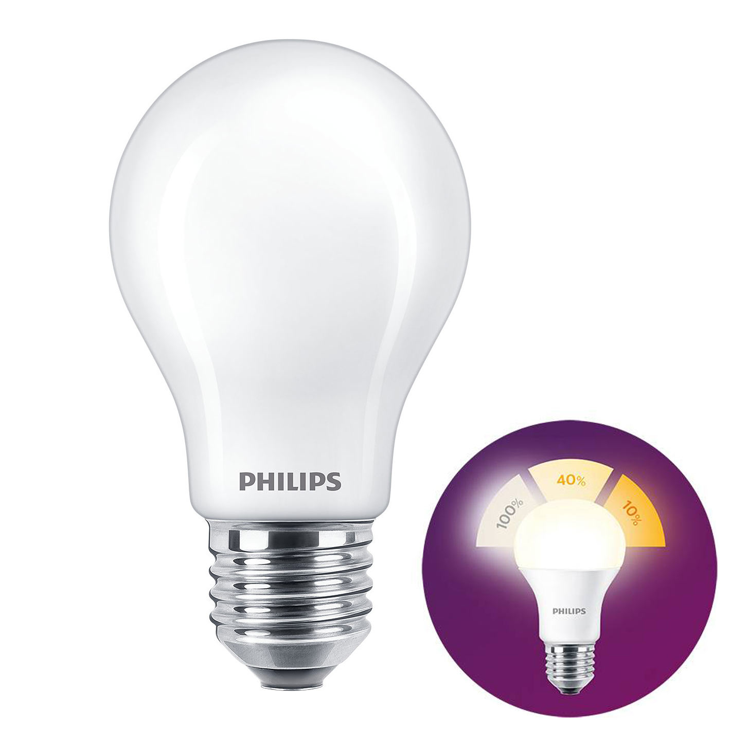 PHILIPS LED Lamp SceneSwitch 827 A60 E27 Fitting Dimbaar 1.6W-7.5W Warm Wit 2200K-2700K | Vervangt 1