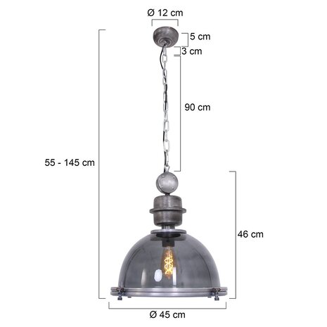 Steinhauer Hanglamp bikkel 1452gr grijs Steinhauer Hanglamp bikkel 1452gr grijs