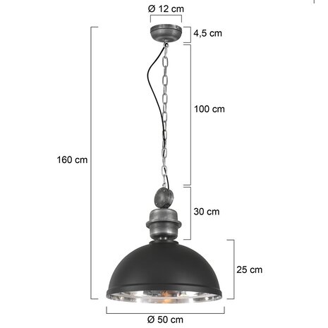 Mexlite Hanglamp Gaeve Ø 50 cm zwart Mexlite Hanglamp Gaeve Ø 50 cm zwart