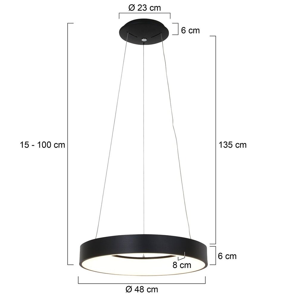 Steinhauer Hanglamp Ringlede Ø 48 cm 2695 zwart