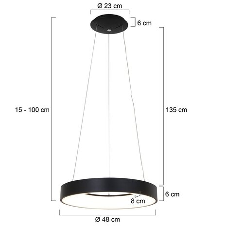 Steinhauer Hanglamp Ringlede Ø 48 cm 2695 zwart