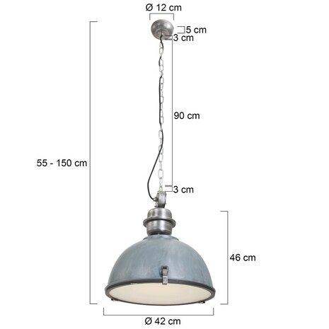 Steinhauer Hanglamp industrieel 7586b grijs Steinhauer Hanglamp industrieel 7586b grijs