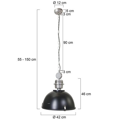 Steinhauer Hanglamp industrieel 7586zw zwart Steinhauer Hanglamp industrieel 7586zw zwart