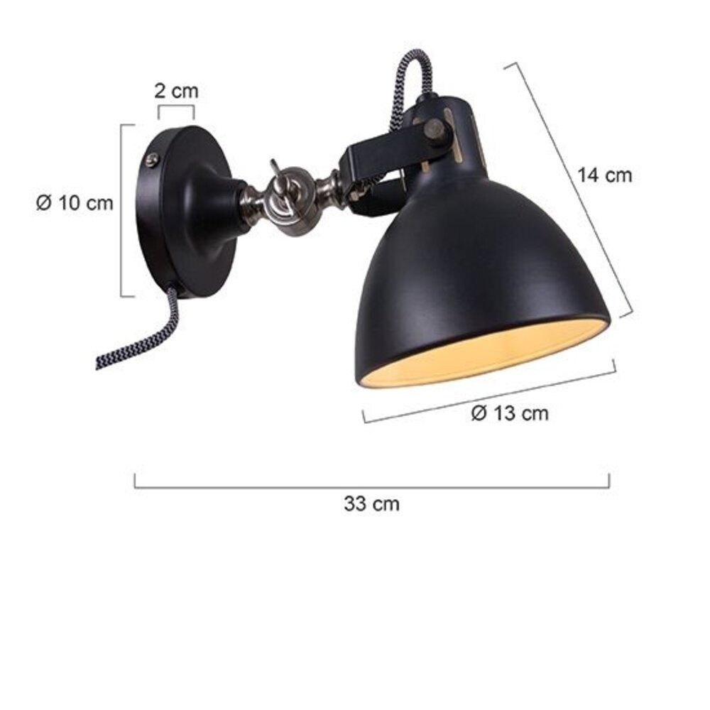 Mexlite Wandlamp cera 7647zw zwart