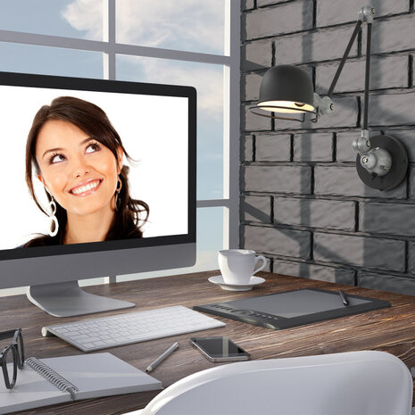 Mexlite Wandlamp davin 7656zw zwart Mexlite Wandlamp davin 7656zw zwart