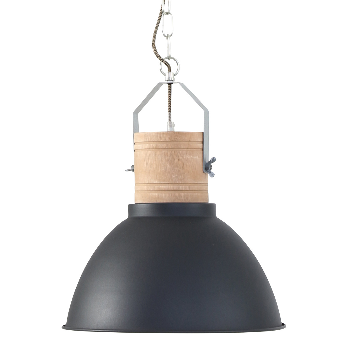 Lightning Industriele Hanglamp zwart-hout Zwart