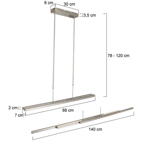 Steinhauer Hanglamp motion LED 7970st staal