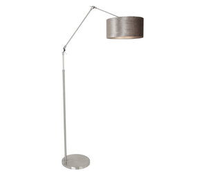 Steinhauer Vloerlamp prestige chic 8104st staal kap zilver velours Steinhauer Vloerlamp prestige chic 8104st staal kap zilver velours
