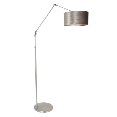 Steinhauer Vloerlamp prestige chic 8104st staal kap zilver velours Steinhauer Vloerlamp prestige chic 8104st staal kap zilver velours