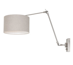 Steinhauer Wandlamp prestige chic 8107 staal kap grijs linnen Steinhauer Wandlamp prestige chic 8107 staal kap grijs linnen