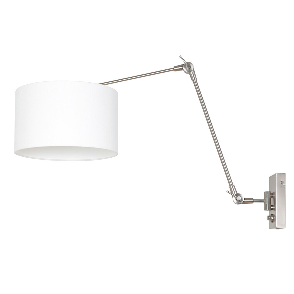Steinhauer Wandlamp prestige chic 8108 staal kap wit linnen