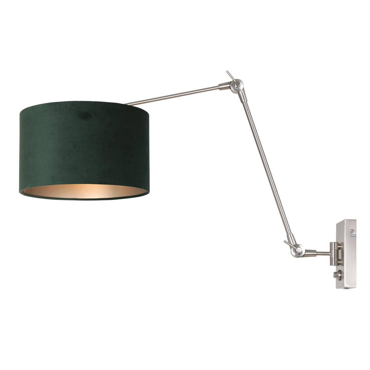 Steinhauer Wandlamp prestige chic 8109 staal kap groen velours