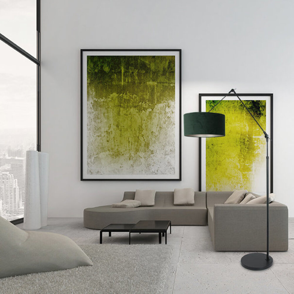 Steinhauer Vloerlamp prestige chic 8115zw zwart kap groen velours