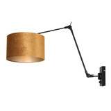 Steinhauer Wandlamp prestige chic 8123 zwart kap goud velours Steinhauer Wandlamp prestige chic 8123 zwart kap goud velours