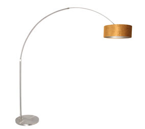 Steinhauer Vloerlamp Sparkled light 8126 staal kap gouden velours Steinhauer Vloerlamp Sparkled light 8126 staal kap gouden velours