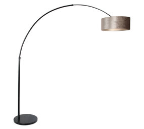 Steinhauer Vloerlamp Sparkled light 8128 zwart kap zilveren velours Steinhauer Vloerlamp Sparkled light 8128 zwart kap zilveren velours