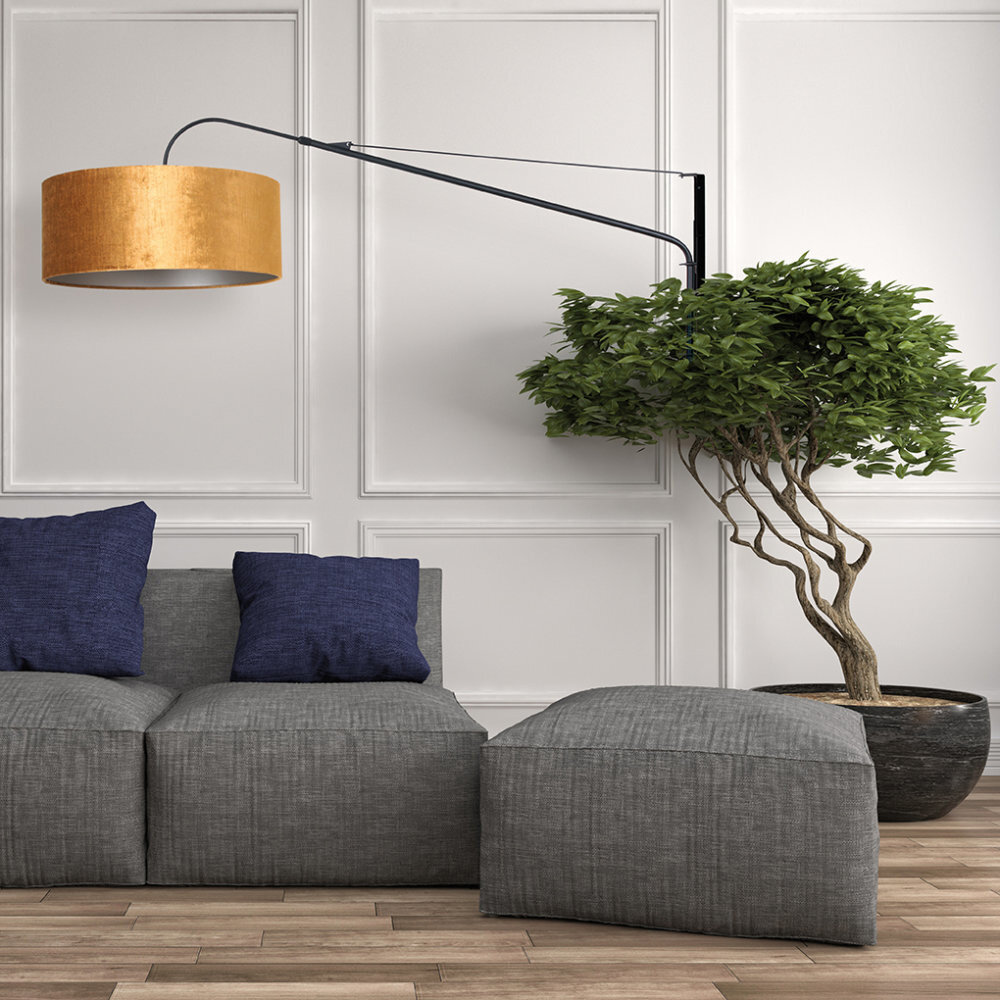 Steinhauer Wandlamp elegant classy 8135 zwart velours kap goud