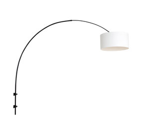 Steinhauer Wandlamp Sparkled light 8138zw zwart kap wit linnen Steinhauer Wandlamp Sparkled light 8138zw zwart kap wit linnen