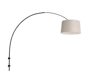 Steinhauer Wandlamp Sparkled light 8194zw zwart kap linnen grijs Steinhauer Wandlamp Sparkled light 8194zw zwart kap linnen grijs