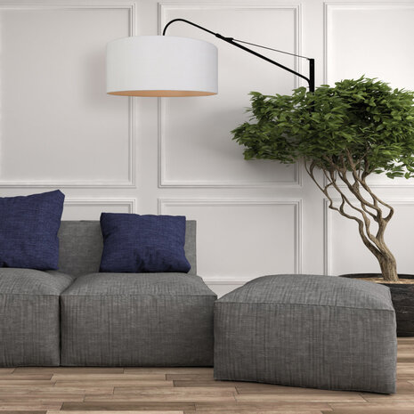 Steinhauer Wandlamp elegenant classy 9321 zwart kap wit linnen grof Steinhauer Wandlamp elegenant classy 9321 zwart kap wit linnen grof